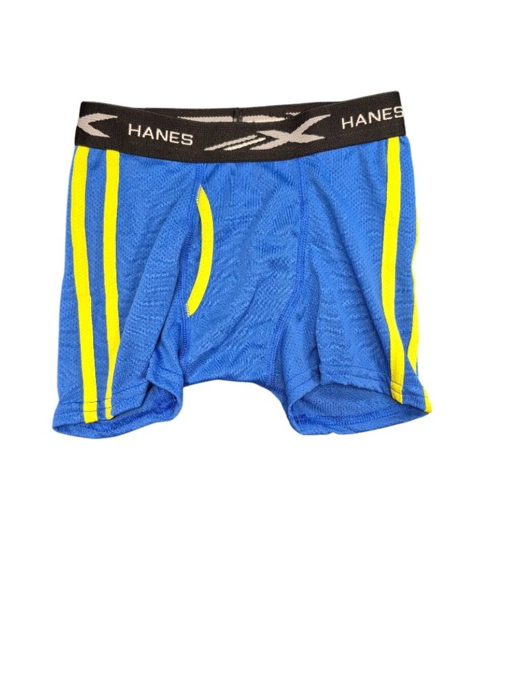 Hanes Boys Performance Boxer Briefs 3-Pack - Blue/Yellow & Gray/Blue Stripes Siz